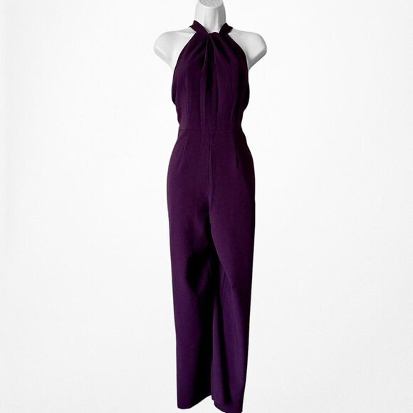 Vintage Y2K Purple Sleeveless Halter Wide Leg Jumpsuit Size M - Picture 3 of 6